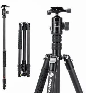 Fotopro 73"/185cm Carbon Fiber Travel Tripod for Camera, 360 Panorama Ball Head, Arca Quick Release Plate, Portable Bag, Compact Travel Tripod Monopod for DSLR Camera Camcorder, Load up to 22lbs/10kg Fotopro 73"/185cm Carbon Fiber Travel Tripod for Camera, 360 Panorama Ball Head, Arca Quick Release Plate, Portable Bag, Compact Travel Tripod Monopod for DSLR Camera Camcorder, Load up to 22lbs/10kg