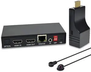 DDMALL 4K HDMI Extender Over CAT5e/6/7 Cable with IR Remote, Up to 230ft/70m at 4K@60Hz, Supports Loop Out, HDR, HDCP 2.2/1.4, EDID, HDMI 2.0, SPDIF and Analog Audio, Transmitter and Receiver(HE-35IR) DDMALL 4K HDMI Extender Over CAT5e/6/7 Cable with IR Remote, Up to 230ft/70m at 4K@60Hz, Supports Loop Out, HDR, HDCP 2.2/1.4, EDID, HDMI 2.0, SPDIF and Analog Audio, Transmitter and Receiver(HE-35IR)