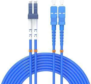Buacoz 20Meters, LC to SC, Armored Single Mode Duplex Fiber Optic Cables LC-SC Patch Cord Jumper SM SX 65.6FT Blue Buacoz 20Meters, LC to SC, Armored Single Mode Duplex Fiber Optic Cables LC-SC Patch Cord Jumper SM SX 65.6FT Blue