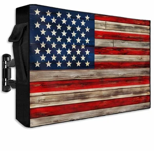 LBCASA American Flag Outdoor TV Cover 40 to 43 Inch Weatherproof, Vintage Red Stripes Wooden 600D Oxford TV Covers with Zipper, USA Flag Outside Flat TV Screen Protector Size 40"W x 25"H x 4.5"D LBCASA American Flag Outdoor TV Cover 40 to 43 Inch Weatherproof, Vintage Red Stripes Wooden 600D Oxford TV Covers with Zipper, USA Flag Outside Flat TV Screen Protector Size 40"W x 25"H x 4.5"D