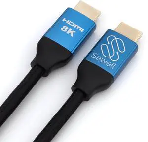 Sewell HDMI 2.1 Ultra High Speed Cable, 8K 60Hz, 4K 144Hz/120Hz, 48Gbps, Dynamic HDR, eARC, Braided Cord with Anodized Aluminum Heads - Compatible with PS5, Xbox Series X, PC, TV, Projector Sewell HDMI 2.1 Ultra High Speed Cable, 8K 60Hz, 4K 144Hz/120Hz, 48Gbps, Dynamic HDR, eARC, Braided Cord with Anodized Aluminum Heads - Compatible with PS5, Xbox Series X, PC, TV, Projector