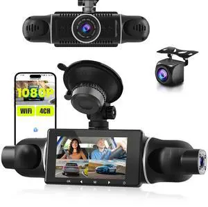 Inefala 4 Channel Dash Cam, 360 Dash Camera FHD 1080Px4 Front and Rear Inside Left Right, Car Camera with Free 64GB Card - WiFi Loop Recording G-Sensor Night Vision Parking Surveillance Backup Assist Inefala 4 Channel Dash Cam, 360 Dash Camera FHD 1080Px4 Front and Rear Inside Left Right, Car Camera with Free 64GB Card - WiFi Loop Recording G-Sensor Night Vision Parking Surveillance Backup Assist