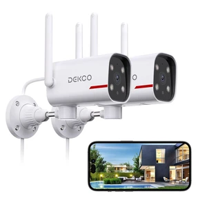 DEKCO 2K Outdoor Security Cameras, Wired WiFi, 2 Pack DEKCO 2K Outdoor Security Cameras, Wired WiFi, 2 Pack