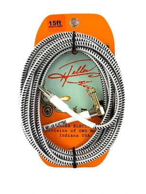 Heller Electric Braid-Matrix Guitar Cable, 15ft, Silver & Black Tweed, Straight-to-Right-Angle 1/4" Plugs, 20AWG OFC, 99% Shielded Heller Electric Braid-Matrix Guitar Cable, 15ft, Silver & Black Tweed, Straight-to-Right-Angle 1/4" Plugs, 20AWG OFC, 99% Shielded
