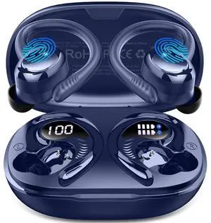 Hupoaf Wireless Earbuds Sport, 2025 Bluetooth 5.4 Headphones with Earhooks, 50H Stereo Deep Bass Over Ear Buds with 4 ENC Noise Canceling Mics, IP7 Waterproof Earphones for Running Workout Gym Hupoaf Wireless Earbuds Sport, 2025 Bluetooth 5.4 Headphones with Earhooks, 50H Stereo Deep Bass Over Ear Buds with 4 ENC Noise Canceling Mics, IP7 Waterproof Earphones for Running Workout Gym