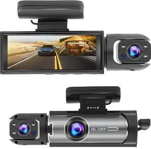 Dash Cam Front and Inside, 1080P Dual Dash Cam for Car, 3.16 Inch IPS Screen Driving Recorder with IR Night Vision, Loop Recording, Wide Angle Lens, 24H Parking Traffic Recorder Dash Cam Front and Inside, 1080P Dual Dash Cam for Car, 3.16 Inch IPS Screen Driving Recorder with IR Night Vision, Loop Recording, Wide Angle Lens, 24H Parking Traffic Recorder