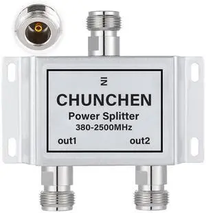 CHUNCHEN 2 Way N Female Connector Power Splitter 50 Ohm Signal Splitter 380MHz-2500MHz Cable Signal Splitter 1 Input 2 Output for Antenna Cable CHUNCHEN 2 Way N Female Connector Power Splitter 50 Ohm Signal Splitter 380MHz-2500MHz Cable Signal Splitter 1 Input 2 Output for Antenna Cable