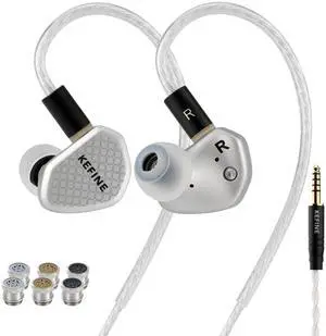 Kefine Klean SV Hi-Fi in Ear Monitor, Wired Gaming Earbuds, 10mm DLC Diaphragm Dynamic Driver, Wired Earphones, Interchangeable Tuning Nozzles, HiFi IEM for Audiophile, Musician&Gaming(Silver, 4.4mm) Kefine Klean SV Hi-Fi in Ear Monitor, Wired Gaming Earbuds, 10mm DLC Diaphragm Dynamic Driver, Wired Earphones, Interchangeable Tuning Nozzles, HiFi IEM for Audiophile, Musician&Gaming(Silver, 4.4mm)