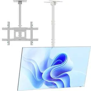 ONKRON Ceiling TV Mount for 32-80 Inch Screen up to 150 lbs, Height Adjustable Hanging TV Mount with Swivel and Tilt, VESA 100x100-600x400, Full Motion Ceiling Mount TV Bracket Drop Down, White ONKRON Ceiling TV Mount for 32-80 Inch Screen up to 150 lbs, Height Adjustable Hanging TV Mount with Swivel and Tilt, VESA 100x100-600x400, Full Motion Ceiling Mount TV Bracket Drop Down, White