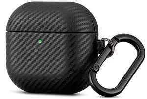 Haobobro Leather Case for AirPods 4 / AirPods 4 with Active Noise Cancellation Case Cover with Keychain - Selected Skin-Friendly Leather, Carbon Fibre Texture, Handmade Shockproof Hard Cover - Black Haobobro Leather Case for AirPods 4 / AirPods 4 with Active Noise Cancellation Case Cover with Keychain - Selected Skin-Friendly Leather, Carbon Fibre Texture, Handmade Shockproof Hard Cover - Black