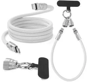 USB C to USB C Cable,Phone Lanyard, White 1ft and 4ft 2-Pack 60W, Dual-Purpose for Fast Charging Apple iPhone 16/15 Series, MacBook, Samsung Galaxy and More, Phone Strap for All Phones, Women or USB C to USB C Cable,Phone Lanyard, White 1ft and 4ft 2-Pack 60W, Dual-Purpose for Fast Charging Apple iPhone 16/15 Series, MacBook, Samsung Galaxy and More, Phone Strap for All Phones, Women or