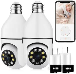 ratolo Security Camera Indoor Wireless WiFi Outdoor Home E27 360 Degree Panoramic Home Security Cameras IP Camera Motion Detection and Alarm Two-Way Audio 2pack-64GB ratolo Security Camera Indoor Wireless WiFi Outdoor Home E27 360 Degree Panoramic Home Security Cameras IP Camera Motion Detection and Alarm Two-Way Audio 2pack-64GB