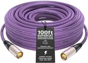 Sound Tools SuperCAT Professional Grade Shielded CAT5e etherCON Cable High-Speed Ethernet Cable with 6Gbps Data Transfer Flexible Polyurethane Jacket & Neutrik Connectors (100 feet, Purple) Sound Tools SuperCAT Professional Grade Shielded CAT5e etherCON Cable High-Speed Ethernet Cable with 6Gbps Data Transfer Flexible Polyurethane Jacket & Neutrik Connectors (100 feet, Purple)