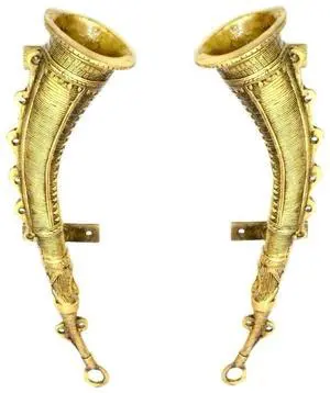 Purpledip Pure Solid Brass Door/Window/Cupboard Handle: Fog Horn Musical Instrument Design Set of 2 (11136a) Purpledip Pure Solid Brass Door/Window/Cupboard Handle: Fog Horn Musical Instrument Design Set of 2 (11136a)
