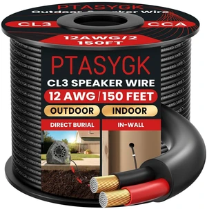 PTASYGK 12 Gauge Outdoor Speaker Wire 150ft CL3 Direct Burial CCA Cable PTASYGK 12 Gauge Outdoor Speaker Wire 150ft CL3 Direct Burial CCA Cable