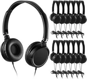 24 Pack Classroom Headphones Bulk Student Headphones with Microphone Kids Earphones for School, Adjustable over Ear Head Phones Class Set Earbuds Wire Earphones for School Students Kids (Black) 24 Pack Classroom Headphones Bulk Student Headphones with Microphone Kids Earphones for School, Adjustable over Ear Head Phones Class Set Earbuds Wire Earphones for School Students Kids (Black)