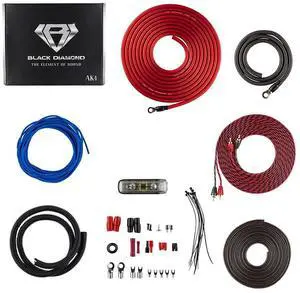 Black Diamond Dia-AK4 Amplifier Wiring Kit 4-GA (Up to 1680W), Amp Wire Kit, Super Flex, Complete 4 Gauge CCA Amp Wiring Kit for Car Audio Installation Black Diamond Dia-AK4 Amplifier Wiring Kit 4-GA (Up to 1680W), Amp Wire Kit, Super Flex, Complete 4 Gauge CCA Amp Wiring Kit for Car Audio Installation