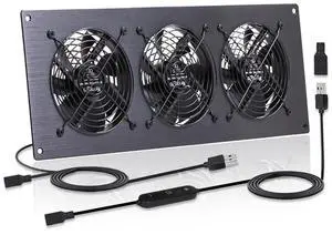 xiaoqijia USB Three 120MM Cabinet Fan 5V Quiet Cooling Fan DC 12V IPX5 Waterproof Fan System 18" with 10 Speed Control, for Home Theater AV Cabinet,Server Cabinet,Dog kennels,Greenhouse Cooling xiaoqijia USB Three 120MM Cabinet Fan 5V Quiet Cooling Fan DC 12V IPX5 Waterproof Fan System 18" with 10 Speed Control, for Home Theater AV Cabinet,Server Cabinet,Dog kennels,Greenhouse Cooling