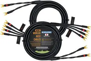 WORLDS BEST CABLES 25 Foot - Canare 4S11 Audiophile Grade - HiFi Star-Quad Bi-Wire Speaker Cable Pair with Eminence Gold Spade Connectors WORLDS BEST CABLES 25 Foot - Canare 4S11 Audiophile Grade - HiFi Star-Quad Bi-Wire Speaker Cable Pair with Eminence Gold Spade Connectors