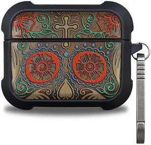 Walnut Solid Wood for AirPods Pro 3 Case (2025), Sugar Skull Walnut Solid Wood for AirPods Pro 3 Case (2025), Sugar Skull