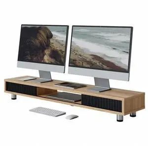 Fenge Dual Monitor Stand, 42.5inch Long Monitor Stands Riser for 2 Monitors, Glass Sliding Door with Storage Organizer Stand for Desk, 2 Tier Desk Shelf for Laptop, Pc, Printer, Computer, TV Fenge Dual Monitor Stand, 42.5inch Long Monitor Stands Riser for 2 Monitors, Glass Sliding Door with Storage Organizer Stand for Desk, 2 Tier Desk Shelf for Laptop, Pc, Printer, Computer, TV
