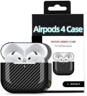 MONOCARBON Real 3K Carbon Fiber Case for Airpods 4,Ultra Light & Thin/Scratch Resistant Protective Hard Cover for 2024 New 4th Generation Airpods,Compatible with MagSafe Wireless Charging MONOCARBON Real 3K Carbon Fiber Case for Airpods 4,Ultra Light & Thin/Scratch Resistant Protective Hard Cover for 2024 New 4th Generation Airpods,Compatible with MagSafe Wireless Charging
