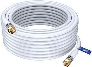 Maximm RG6 Coaxial Cable, Foot White, Triple Shielded for TV and Internet Maximm RG6 Coaxial Cable, Foot White, Triple Shielded for TV and Internet