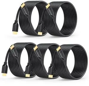 UVOOI 4K Long HDMI Cable 15 FT 5-Pack, HDMI to HDMI Cable 15 Foot High Speed HDMI 2.0 Cord 4K@60Hz, 2K 1440P@144Hz, 1080P, HDCP 2.2, HDR, 3D, ARC & Ethernet for HDTV, Laptop, Monitor, PS5, PS4, Xbox UVOOI 4K Long HDMI Cable 15 FT 5-Pack, HDMI to HDMI Cable 15 Foot High Speed HDMI 2.0 Cord 4K@60Hz, 2K 1440P@144Hz, 1080P, HDCP 2.2, HDR, 3D, ARC & Ethernet for HDTV, Laptop, Monitor, PS5, PS4, Xbox