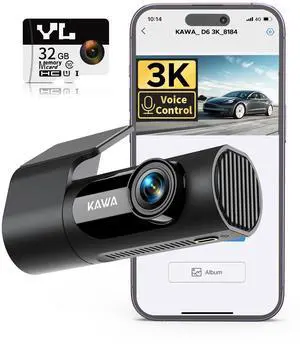 KAWA 3K Dash Cam Front, 32GB SD Card Included, Voice Control, Built-in Wi-Fi, 24/7 Parking Mode, G-Sensor, Night Vision, Loop Recording, App Control, 4K Dashcam for Cars, Truck, RV, SUV, Van KAWA 3K Dash Cam Front, 32GB SD Card Included, Voice Control, Built-in Wi-Fi, 24/7 Parking Mode, G-Sensor, Night Vision, Loop Recording, App Control, 4K Dashcam for Cars, Truck, RV, SUV, Van