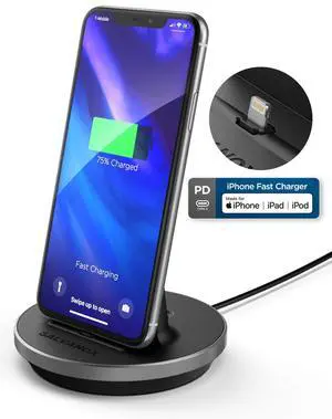 Encased iPhone Charger Stand (MFi Certified) Lightning Desktop Holder Dock with Built-in USB-C Cable for Fast Charging Apple iPhone 14 Pro Max/ 13/12/11/X/Xs/XR/8 Encased iPhone Charger Stand (MFi Certified) Lightning Desktop Holder Dock with Built-in USB-C Cable for Fast Charging Apple iPhone 14 Pro Max/ 13/12/11/X/Xs/XR/8