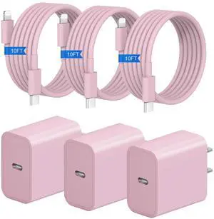 iPhone Fast Charger 3+3Pack 20W USB C Wall Charger with 10FT Fast Charging Cable Compatible with iPhone 14/13/12/11/Pro/Pro Max-Pink iPhone Fast Charger 3+3Pack 20W USB C Wall Charger with 10FT Fast Charging Cable Compatible with iPhone 14/13/12/11/Pro/Pro Max-Pink