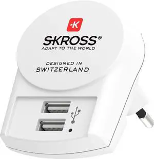SKROSS - European 2 Pin Charger with 2 USB 2.4 A Ports for Charging 2 Phones or Tablets - Perfect for Charging Your Devices While in Europe SKROSS - European 2 Pin Charger with 2 USB 2.4 A Ports for Charging 2 Phones or Tablets - Perfect for Charging Your Devices While in Europe