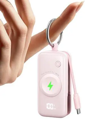 INIU 3-in-1 Portable Charger, 5000mAh Power Bank with Watch Charger & Built-in Cable, Compact 20W Fast Charging Battery Pack, Key Chain & Travel Essential for iPhone 16 15, Apple Watch, AirPods, etc INIU 3-in-1 Portable Charger, 5000mAh Power Bank with Watch Charger & Built-in Cable, Compact 20W Fast Charging Battery Pack, Key Chain & Travel Essential for iPhone 16 15, Apple Watch, AirPods, etc
