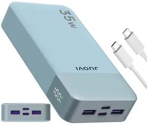 JUOVI J2651 Portable Charger, 35W 20000mAh USB C in & Out Power Bank, Battery Pack with QC4.0+PD3.0 35W High-Speed Charging for Bluetooth Earbud, Mobile Phone, Tablet (Blue) JUOVI J2651 Portable Charger, 35W 20000mAh USB C in & Out Power Bank, Battery Pack with QC4.0+PD3.0 35W High-Speed Charging for Bluetooth Earbud, Mobile Phone, Tablet (Blue)