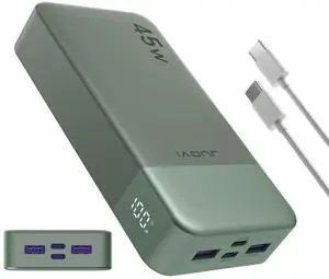 JUOVI Power Bank, 20000mAh 45W Portable Charger, PD3.0 QC4.0 Fast Charging with LED Display, 2 USB-C, 2 USB-A, Battery Pack for iPhone 15 14 13 Series, MacBook, Galaxy, iPad, and More (Green) JUOVI Power Bank, 20000mAh 45W Portable Charger, PD3.0 QC4.0 Fast Charging with LED Display, 2 USB-C, 2 USB-A, Battery Pack for iPhone 15 14 13 Series, MacBook, Galaxy, iPad, and More (Green)