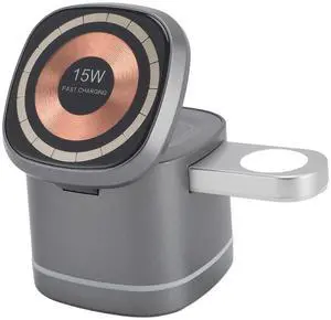 Wireless Charger, 3 in 1 Fast Charging Station with 15W Output, Strong Magnetic Alignment, Hidden Earbud Pad for Smartphone Smartwatch Earphones Wireless Charger, 3 in 1 Fast Charging Station with 15W Output, Strong Magnetic Alignment, Hidden Earbud Pad for Smartphone Smartwatch Earphones