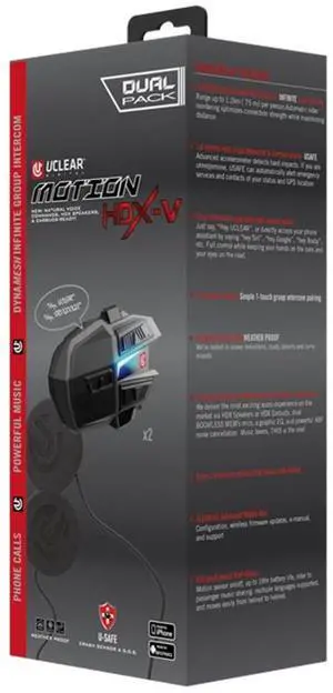 UCLEAR Digital Motion HDX-V Bluetooth Helmet Communication System - Dual Kit UCLEAR Digital Motion HDX-V Bluetooth Helmet Communication System - Dual Kit