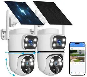 (2026 New) Solar Security Camera Outdoor 2 Pack, 4MP Dual-Lens (Fixed + PTZ), 130 Wide View, AI Human Detection, 2.4/5.8GHz Dual-Band WiFi, Solar Powered, Free App No Monthly Fee, Color Night Vision (2026 New) Solar Security Camera Outdoor 2 Pack, 4MP Dual-Lens (Fixed + PTZ), 130 Wide View, AI Human Detection, 2.4/5.8GHz Dual-Band WiFi, Solar Powered, Free App No Monthly Fee, Color Night Vision