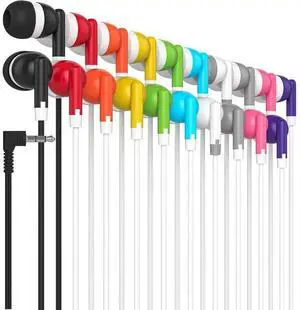 Maeline Bulk Earbuds 30 Pack Stereo Headphones Ideal for K-12-College Classrooms, Library, Travel, Gym, Museum, 3.5mm Plug, Tangle-Free Wired Earbuds for Cellphone, Tablet, Computer, Multicolor Maeline Bulk Earbuds 30 Pack Stereo Headphones Ideal for K-12-College Classrooms, Library, Travel, Gym, Museum, 3.5mm Plug, Tangle-Free Wired Earbuds for Cellphone, Tablet, Computer, Multicolor