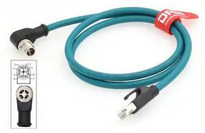 DRRI Right Angle M12 X-Coded 8 Pole to RJ45 Industrial Ethernet Cat 7e Cable for Cognex in-Sight Series Industrial Cameras ^^ Barcode Scanners (1M) DRRI Right Angle M12 X-Coded 8 Pole to RJ45 Industrial Ethernet Cat 7e Cable for Cognex in-Sight Series Industrial Cameras ^^ Barcode Scanners (1M)