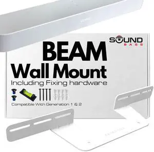 Sound Bass Soundbar Mount for Sonos Beam Compatible with Generation 1 & 2 Sonos Beam Sound Bar Includes All Necessary Mounting Hardware, Mounts Bracket, White Sound Bass Soundbar Mount for Sonos Beam Compatible with Generation 1 & 2 Sonos Beam Sound Bar Includes All Necessary Mounting Hardware, Mounts Bracket, White