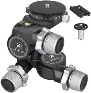 3-Way Geared Tripod Head ARTCISE Professional Geared Tripod Head with Arca Type QR Plate and 360 Panoramic Arca Type QR Plate,Millimeter Micro-Adjustment,Full CNC Aluminum Alloy,Max Load 13lbs 3-Way Geared Tripod Head ARTCISE Professional Geared Tripod Head with Arca Type QR Plate and 360 Panoramic Arca Type QR Plate,Millimeter Micro-Adjustment,Full CNC Aluminum Alloy,Max Load 13lbs