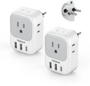Switzerland Travel Plug Adapter 2 Pack, TESSAN Type J Adaptor with 4 Outlets 3 USB Charging Ports(1 USB C PD 20W), Swiss Travel Plug for US to Switzerland, Liechtenstein, Rwanda Switzerland Travel Plug Adapter 2 Pack, TESSAN Type J Adaptor with 4 Outlets 3 USB Charging Ports(1 USB C PD 20W), Swiss Travel Plug for US to Switzerland, Liechtenstein, Rwanda