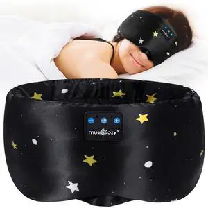 MUSICOZY Mulberry Silk Bluetooth Sleep Mask with HD Stereo Sound, Wireless Sleep Headband Headphones for Side Sleepers, Adjustable Size, Total Light Blocking, Perfect for Travel Relaxation Slee MUSICOZY Mulberry Silk Bluetooth Sleep Mask with HD Stereo Sound, Wireless Sleep Headband Headphones for Side Sleepers, Adjustable Size, Total Light Blocking, Perfect for Travel Relaxation Slee