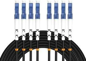 Elfcam - 100m/328.08ft 4-Core Single-Mode OS2 9/125m Fiber Optic Patch Cable, LSZH Main Jacket, Armored Branch, 2X Duplex LC/UPC to 2X Duplex LC/UPC, 10G/25G/40G/100G Compatible Elfcam - 100m/328.08ft 4-Core Single-Mode OS2 9/125m Fiber Optic Patch Cable, LSZH Main Jacket, Armored Branch, 2X Duplex LC/UPC to 2X Duplex LC/UPC, 10G/25G/40G/100G Compatible