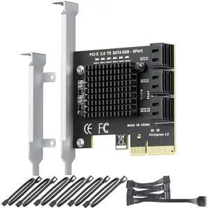 6-Port SATA Expansion Card (PCIe 3.0 x4 to 6Gbps SATA Card), Compatible with Windows/Mac/Linux/NAS (6 Port-PCIE X4) 6-Port SATA Expansion Card (PCIe 3.0 x4 to 6Gbps SATA Card), Compatible with Windows/Mac/Linux/NAS (6 Port-PCIE X4)
