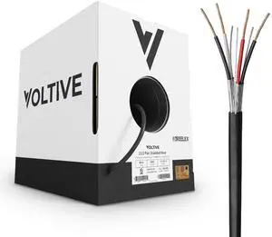 Voltive 22/2 Pair Shielded Low Voltage Wire, Riser CL3R, Black, 500ft - 22AWG, 2 Shielded Twisted Pairs, Stranded Bare Copper, UL Listed - V-1257-2 Voltive 22/2 Pair Shielded Low Voltage Wire, Riser CL3R, Black, 500ft - 22AWG, 2 Shielded Twisted Pairs, Stranded Bare Copper, UL Listed - V-1257-2