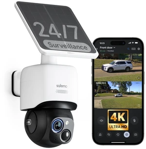 Safemo 4K Solar Security Cameras Wireless Outdoor, AOV Dual View 360 Pan & Tilt Cameras for Home Security, 24/7 Surveillance, No Blind Spots, 2.4 GHz Wi-Fi, No Monthly Fee Safemo 4K Solar Security Cameras Wireless Outdoor, AOV Dual View 360 Pan & Tilt Cameras for Home Security, 24/7 Surveillance, No Blind Spots, 2.4 GHz Wi-Fi, No Monthly Fee