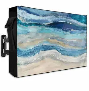 Lsrtoss Outdoor TV Cover 60-65 Inch Weatherproof, Blue Coastal Outdoor TV Enclosure with Zipper & Roll Up Front Flap, Summer Beach Nautical Abstract Art Waterproof TV Covers for Outside Flat Screen TV Lsrtoss Outdoor TV Cover 60-65 Inch Weatherproof, Blue Coastal Outdoor TV Enclosure with Zipper & Roll Up Front Flap, Summer Beach Nautical Abstract Art Waterproof TV Covers for Outside Flat Screen TV