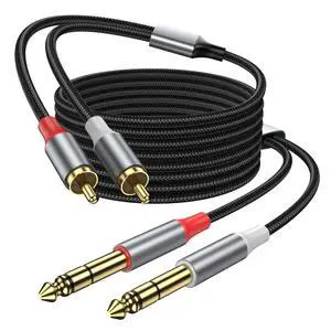 KAYQINHO RCA to 1/4 inch Cable, Dual 1/4" TS Stereo Jack Male to 2 RCA Male Stereo Heavy Duty Audio Cable, Gold Plated Copper Shel Dual RCA Male Adapter, 66FT. KAYQINHO RCA to 1/4 inch Cable, Dual 1/4" TS Stereo Jack Male to 2 RCA Male Stereo Heavy Duty Audio Cable, Gold Plated Copper Shel Dual RCA Male Adapter, 66FT.